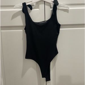 Black Bodysuit with Tied Straps